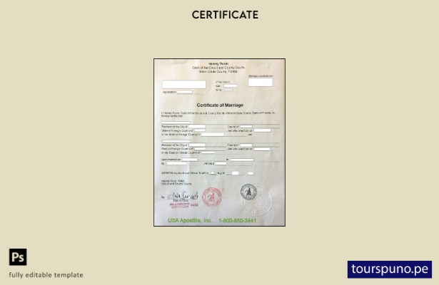 listo para imprimir plantilla de certificado de matrimonio del condado de Florid